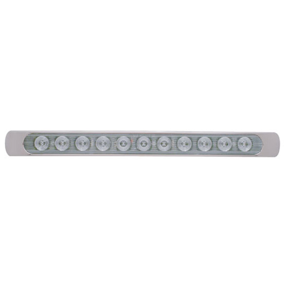 17 3/16 Inch Stop/Tail/Turn 11 LED Light Bar W/ Chrome Bezel - Red LED/ Clear Lens