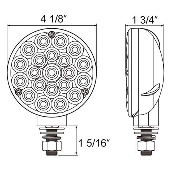 4 Inch 21 Diode Red LED Turn Signal Light W/ Clear Bubble Lens