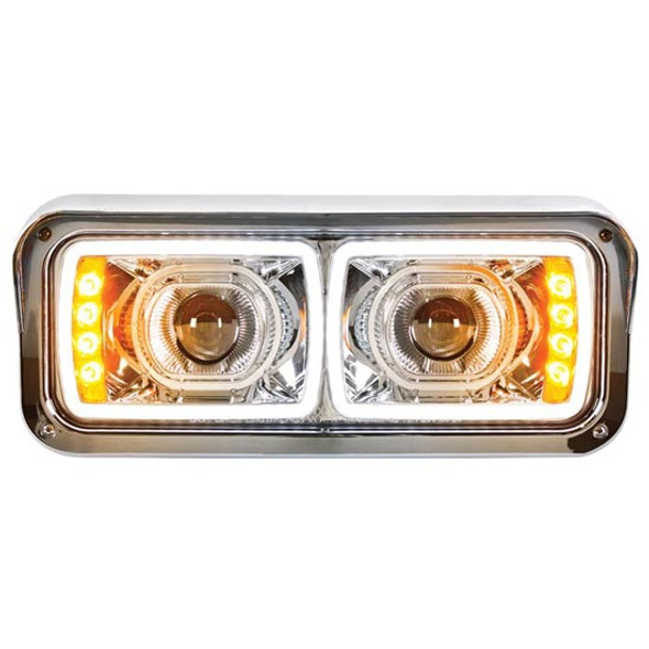 BESTfit 4 X 6 Inch LED Dual Function Chrome Projection Headlight - Passenger Side For Freightliner, Kenworth, Peterbilt, Western Star