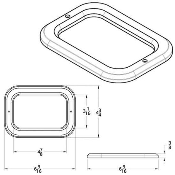 Chrome Rectangular Light Bezel W/O Visor