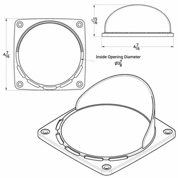 Chrome Plastic Square Turn Signal Light Bezel W/ Visor