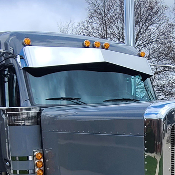 14 To 12 Inch Peterbilt 589 High Roof 304 Stainless Steel Reverse Bowtie Visor By Twelve Gauge