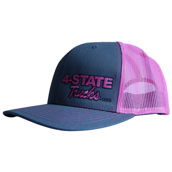4 State Trucks Pink Logo Charcoal Gray Trucker Hat - Snap Back
