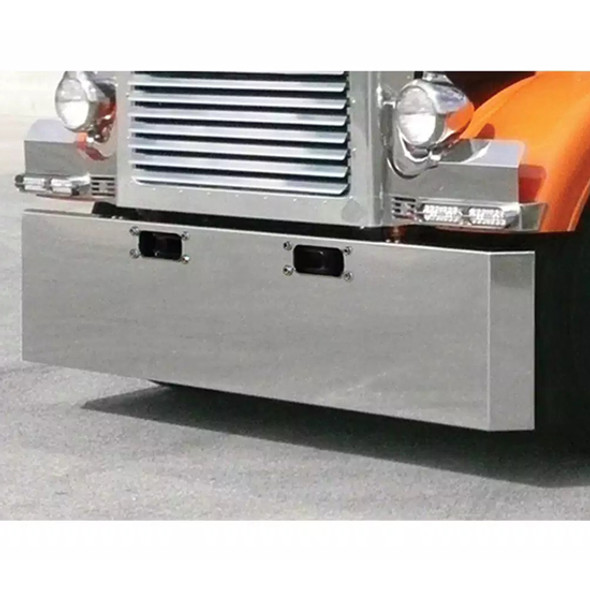 Peterbilt 359 20 Inch Stainless Steel Standard Mitered End Bumper With Tow Hole Peterbilt 359 20 Inch Stainless Steel Standard Mitered End Bumper With Tow Hole