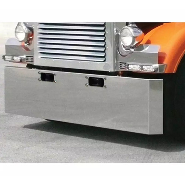 Peterbilt 359 22 Inch Stainless Steel Classic Mitered End Bumper With Tow Holes Peterbilt 359 22 Inch Stainless Steel Classic Mitered End Bumper With Tow Holes