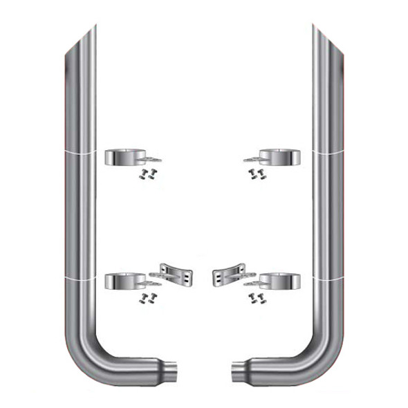 Peterbilt 6 Inch Chrome Mitered Exhaust Kit With 90 Degree Elbow Reduced to 5 Inch Diameter