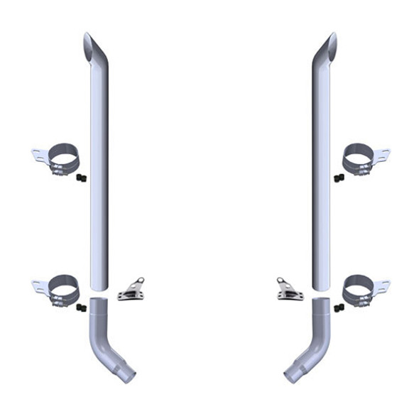 Peterbilt 379 & 389 Glider 8 X 96 Inch Boiler Maker Top Exhaust Kit With 60 Degree Elbows
