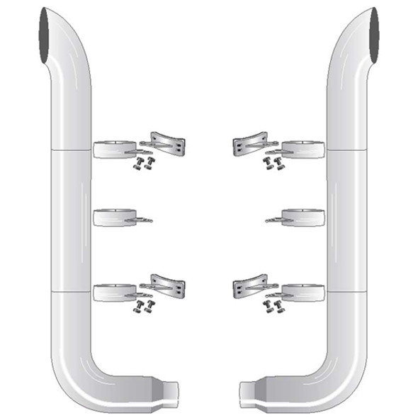 Peterbilt 6 X 54 Inch Bullhorn Stack Exhaust Kit With 58 Degree Elbows And 52 Inch Spool
