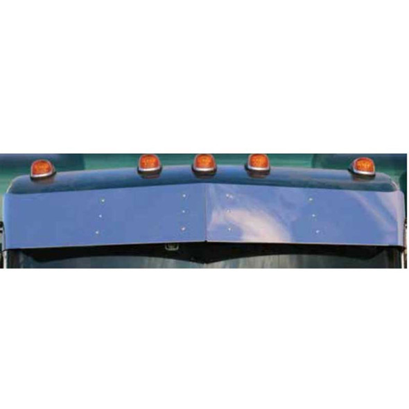 10 Inch Stainless Steel Drop Visor Fits Peterbilt Flat Top Cabs W/ Curved Windshield