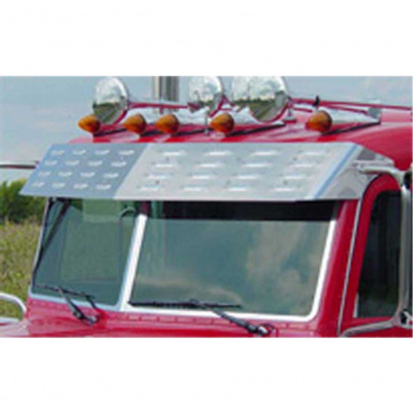 Peterbilt Flat Top 11 Inch Stainless Steel Louvered Drop Visor