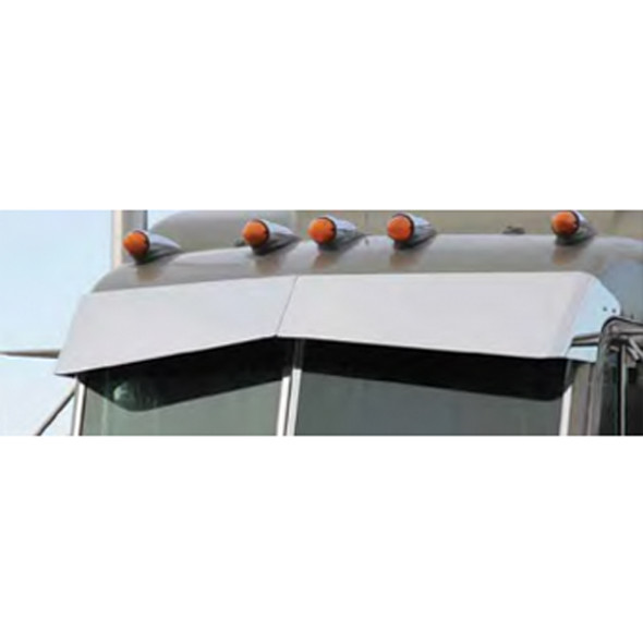 Peterbilt 11 Inch Stainless Steel Blind Mount Drop Visor W/ 10 Front Button Lights - Amber LEDS / Amber Lens Peterbilt 11 Inch Stainless Steel Blind Mount Drop Visor W/ 10 Front Button Lights - Amber LEDS / Amber Lens