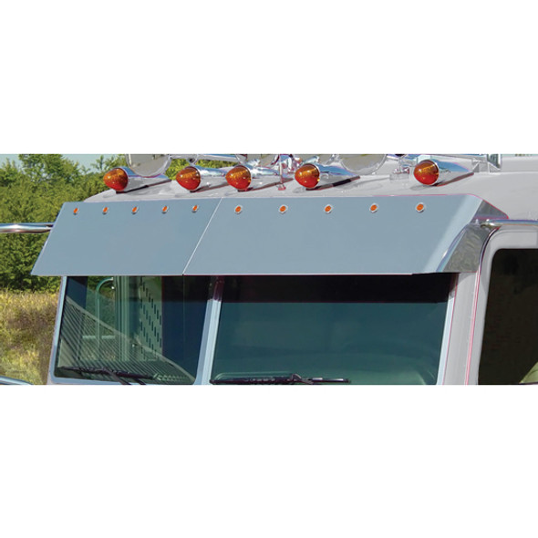 14-Inch Stainless Steel Blind Mount Drop Visor with 10 Amber Bullseye LED Lights