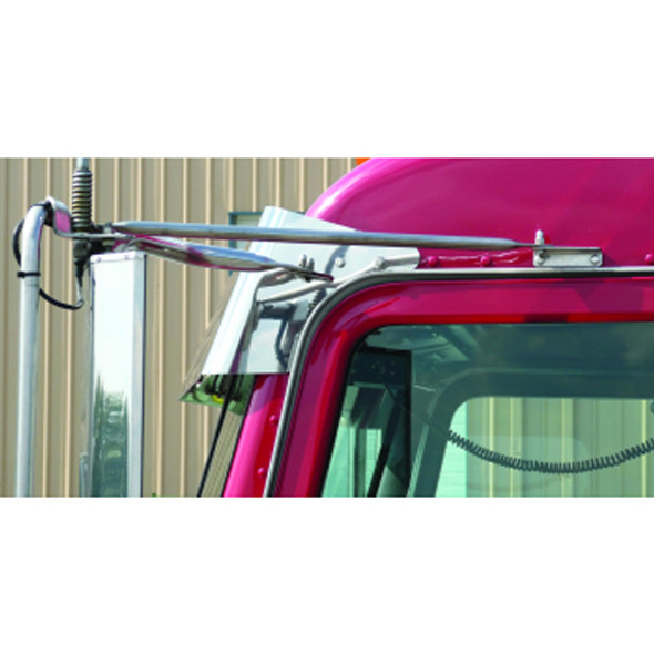 Peterbilt Pride & Class 10.5 Inch Stainless Steel Blind Mount Darwin Visor W/ 10 Front Button Lights - Amber LEDS / Amber Lens