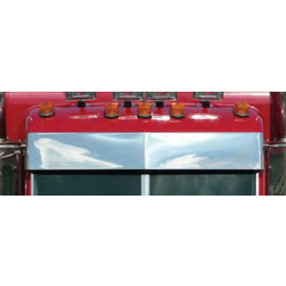 Peterbilt 1988+ 10.5 Inch Stainless Steel Blind Mount Darwin Visor W/ 10 Front Button Lights - Amber LED / Amber Lens