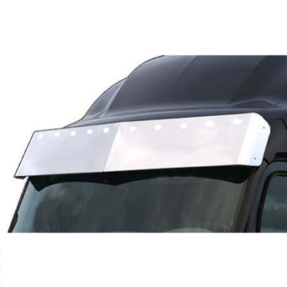 Peterbilt 579 15.5 Inch Stainless Steel Drop Visor W/ 10 Mini Light Holes