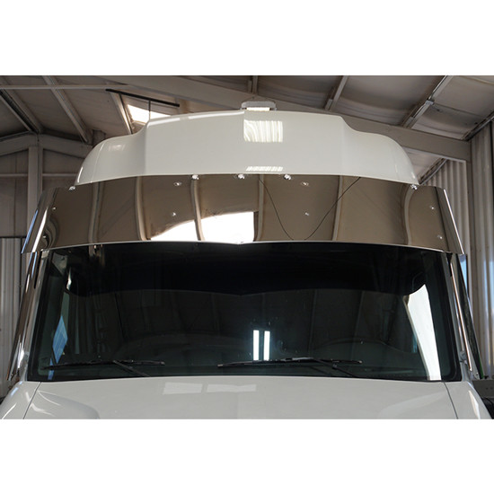 Peterbilt 579 Gen II 17.5 Inch Stainless Pointed Visor With 5 Rnd 3/4 Inch Light Holes By CSM