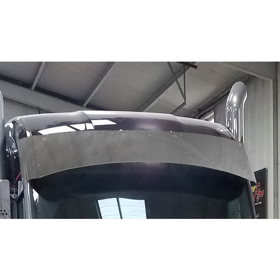 Peterbilt 579 Gen II 18.5 Inch Aluminum Curved Visor With 5 Rnd 3/4 Inch Light Holes By CSM