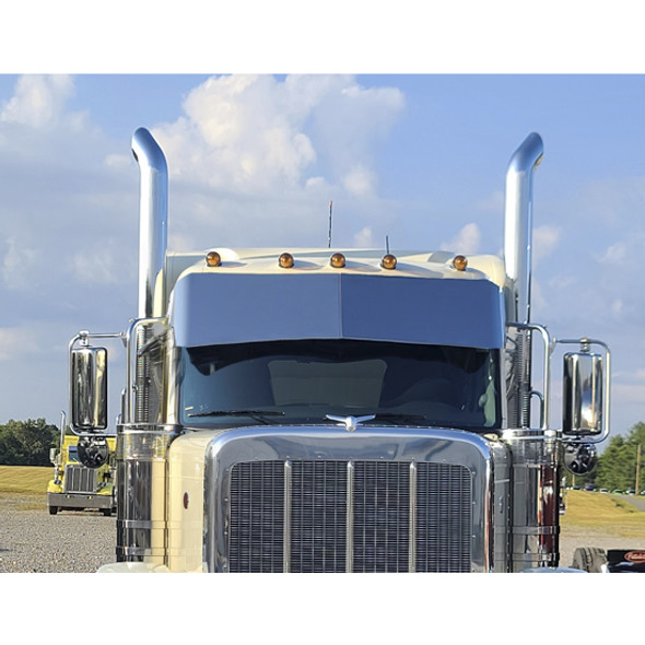 Peterbilt 589 High Roof 2024 18 Inch 304 SS 16 Gauge Straight Drop Visor