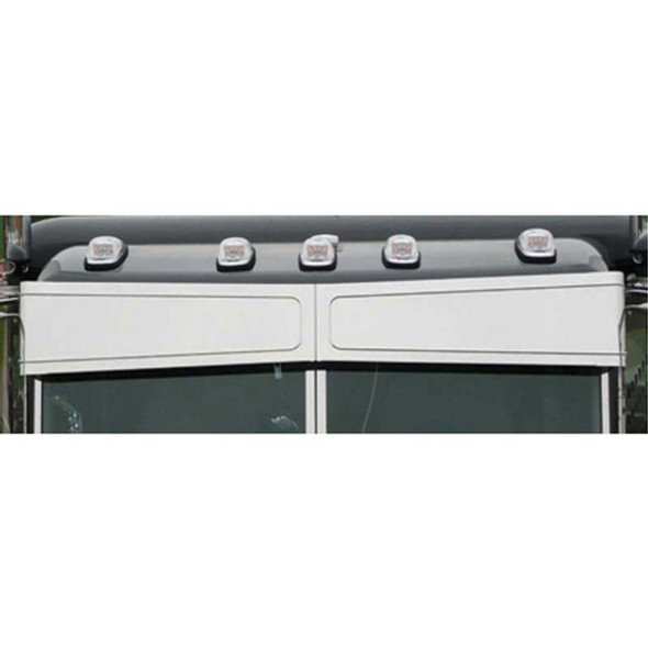 Peterbilt Flat Top Stainless Steel Blind Mount Ribbed Bowtie Visor Peterbilt Flat Top Stainless Steel Blind Mount Ribbed Bowtie Visor
