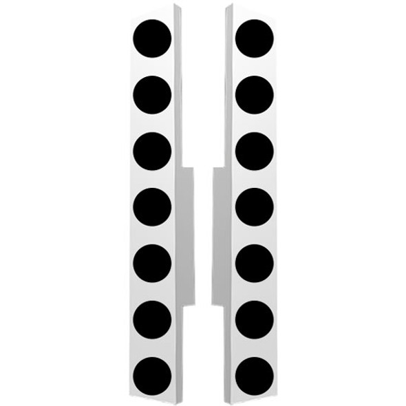 Valley Chrome Stainless Steel Rear Air Cleaner Panels with 7 Round 2” Light Holes for Peterbilt 378/379 with Vortox Air Cleaners