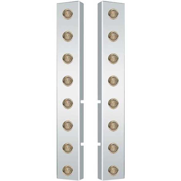 Front Air Cleaner Light Box Kit with 8 Amber Bullseye Lights & Clear Lens for Peterbilt 377, 378, 379
