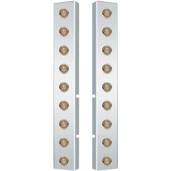 Front Air Cleaner Light Box Kit with 9 Amber Bullseye Lights & Clear Lens for Peterbilt 377, 378, 379
