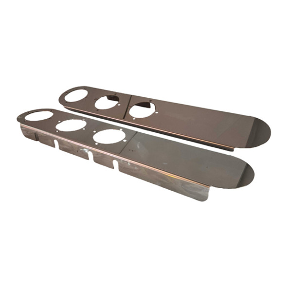 Stainless Steel 15-Inch Front Long Radius Air Cleaner Brackets with Three Watermelon Light Holes for Peterbilt Trucks Stainless Steel 15-Inch Front Long Radius Air Cleaner Brackets with Three Watermelon Light Holes for Peterbilt Trucks