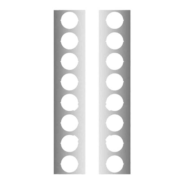 Peterbilt Front 15 Inch Stainless Steel Premium Air Cleaner Light Bars W/ 12 Rnd 2 Inch Light Holes
