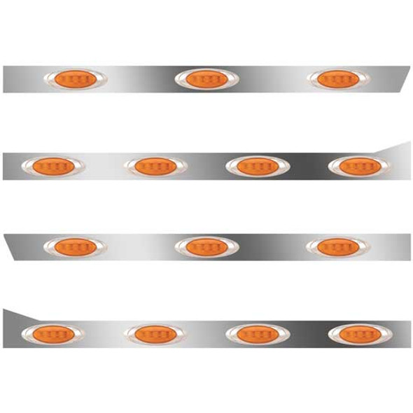 389 3 In. SS Cab-Sleeper Panels 14 P1 Amber/Amber LEDs  For Glider 70/78 Inch Unibilt, Std. End Cap, No Extenders