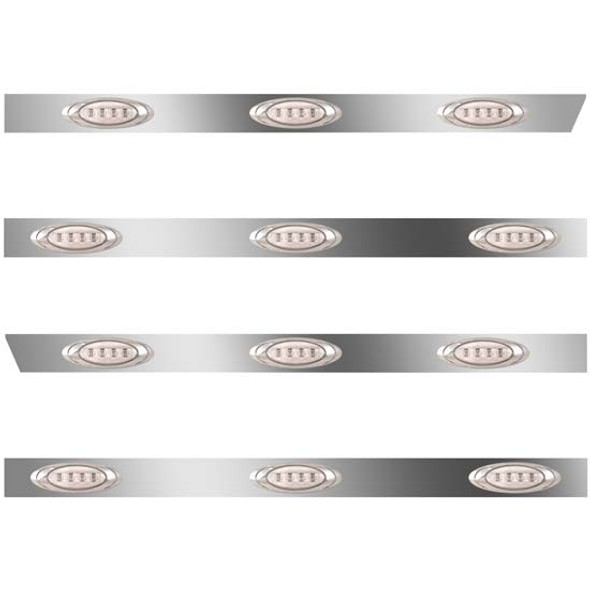 389 3 In. SS Cab-Sleeper Panels 12 P1 Amber/Clear LEDs  For Glider 48/58 Inch Unibilt - No Extenders