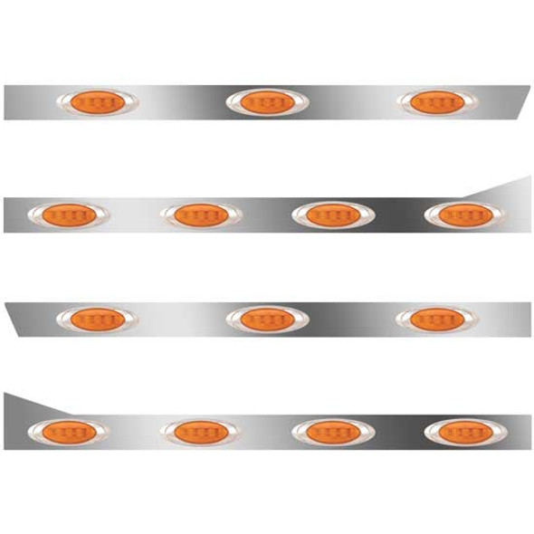 389 3 In. SS Cab-Sleeper Panels 14 P1 Amber/Amber LEDs For Glider 70/78 Inch Unibilt, Extd. End Cap, No Extenders