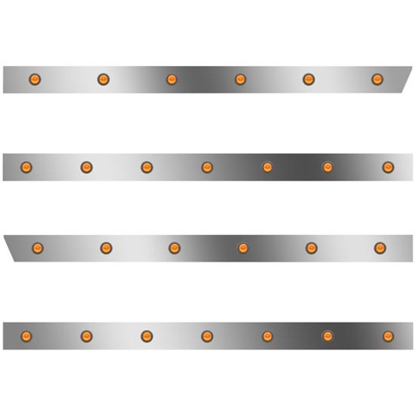 388/389 3 In SS Extd Cab/Sleeper Panel Kit W/ 20 Round Amber/Amber LEDs  For  W/ 48/58 In Sleeper