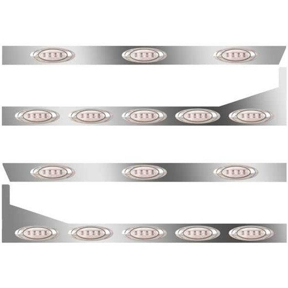 389 3 In. SS Cab-Sleeper Panels 16 P1 Amber/Clear LEDs For 131 BBC 70/78 Inch Unibilt - W/ Extenders