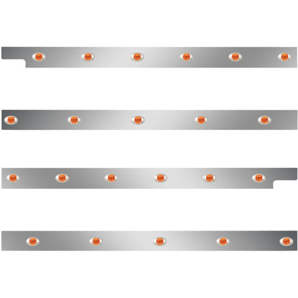 Peterbilt 2.5 Inch SS Cab-Sleeper Panels W/ 22 P3 Amber/Amber LEDs  For 567 121BBC, 579 123BBC
