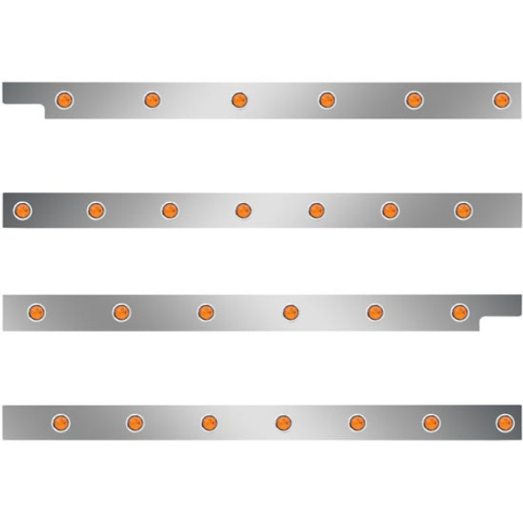 Peterbilt 2.5 Inch SS Cab-Sleeper Panels W/ 26 - 3/4 Inch Amber/Amber LEDs  For 567 121BBC, 579 123BBC