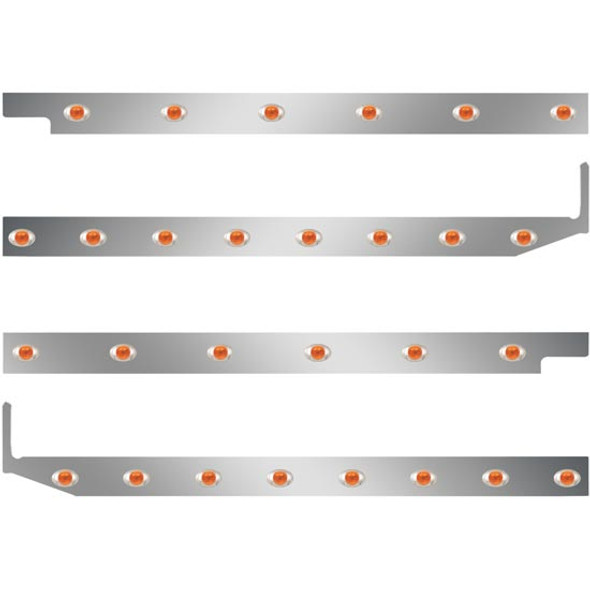 Peterbilt 2.5 Inch S.S. Cab-Sleeper Panels W/ 28 P3 Amber/Amber LEDs  For 567 121BBC, 579 123BBC