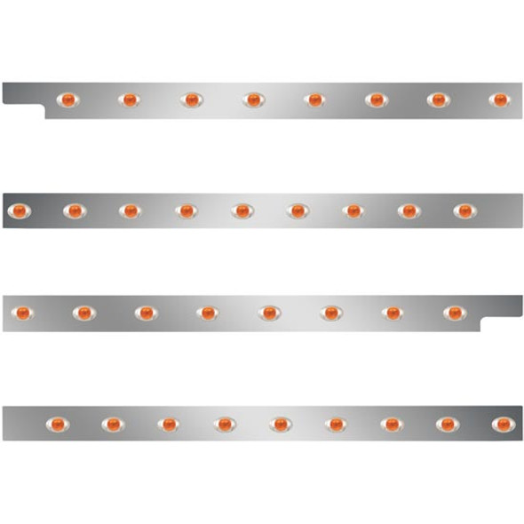 Peterbilt 2.5 Inch S.S. Cab-Sleeper Panels W/ 34 P3 Amber/Amber LEDs  For 567 121BBC, 579 123BBC