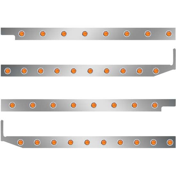 Peterbilt 2.5 Inch S.S. Cab-Sleeper Panels W/ 36 - 3/4 Inch Amber/Amber LEDs  For 567 121BBC, 579 123BBC