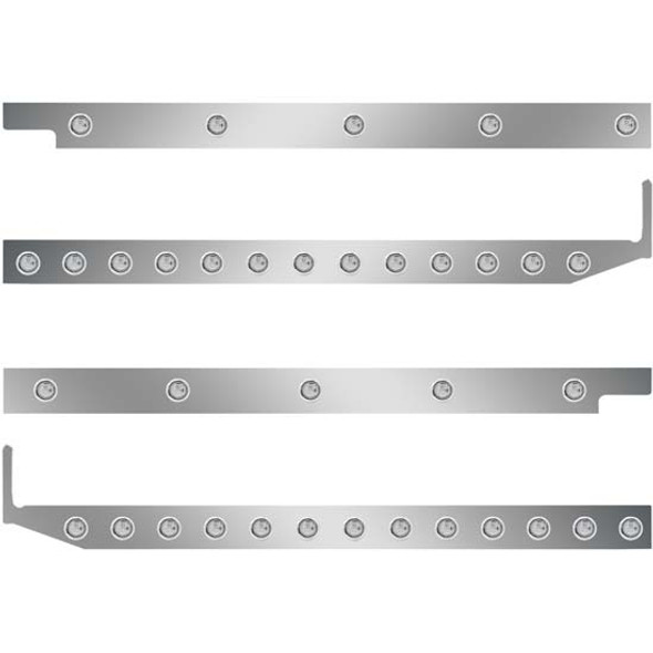Peterbilt 2.5 Inch S.S. Cab-Sleeper Panels W/ 36 - 3/4 Inch LEDs  For 567 113BBC, 579 117BBC SBA W/ 72 Inch Sleeper