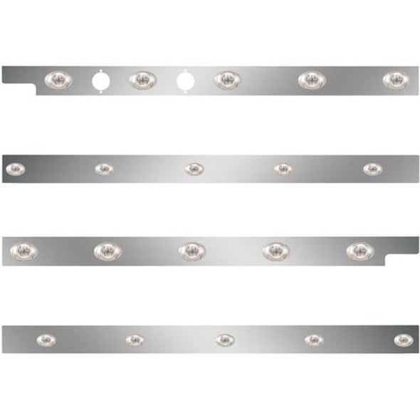 Peterbilt SS Cab/Sleeper Panel Kit W/ 2 Plug Cutouts & P3 Style LED Lights - Amber LED/ Clear Lens For 567, 579 SBA W/ Cab Mount Exhaust & 44 Inch Sleeper