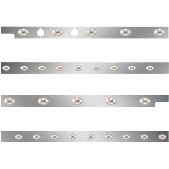 Peterbilt SS Cab/Sleeper Panel Kit W/ 2 Plug Cutouts & P3 Style LED Lights - Amber LED/ Clear Lens For 567, 579 SBA W/ Cab Mount Exhaust & 72 Inch Sleeper