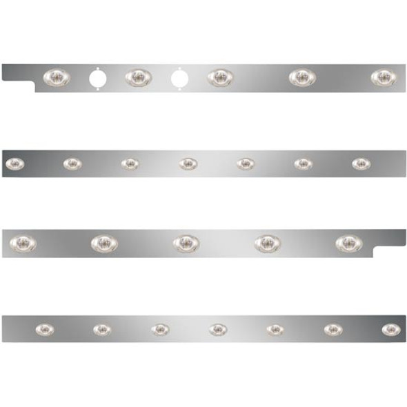 Peterbilt SS Cab/Sleeper Panel Kit W/ 2 Plug Cutouts & P3 Style LED Lights - Amber LED/ Clear Lens For 567, 579 SBA W/ Cab Mount Exhaust & 58 Inch Sleeper