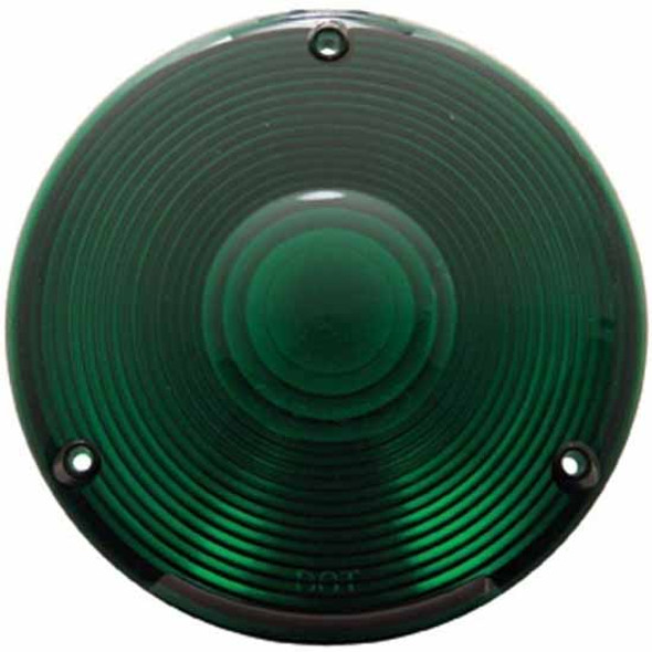 Round Turn Signal Lens Green W/ 3 Screw Mount