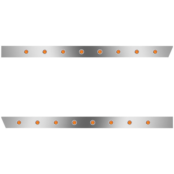 Peterbilt 3 Inch Stainless Extended Cab Panels W/ 16 - 3/4 Inch Amber/Amber Lights  For 389 131 BBC