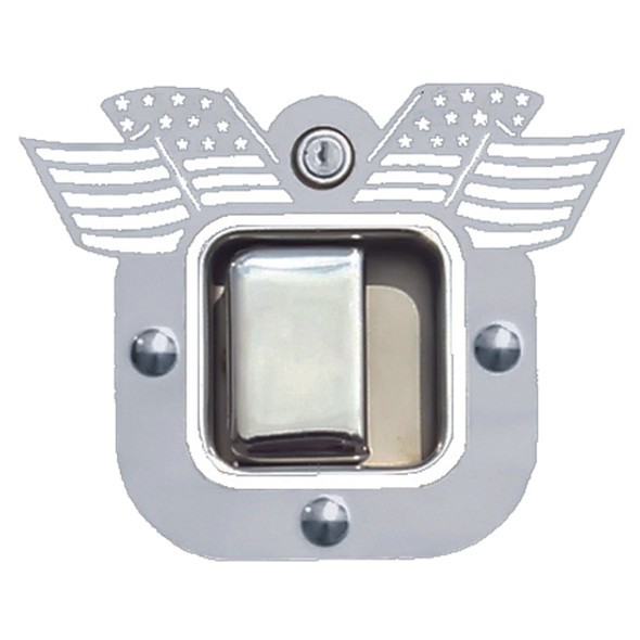 Stainless Steel Old Glory Flag Cutout Door Latch Trims for Peterbilt