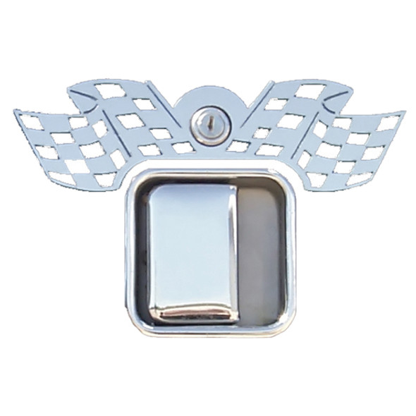 Victory Flag Cutout Door Latch Trims for Peterbilt