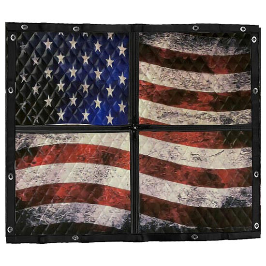 Peterbilt 379 Extended Hood Old Glory Flag 2 Zip Quilted Vinyl Winter Front