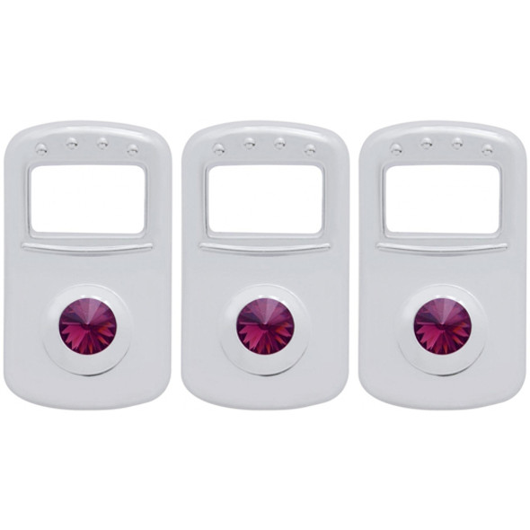Peterbilt 330, 335, 377, 379, 385, 387 Chrome Rocker Switch Cover With Purple Jewel