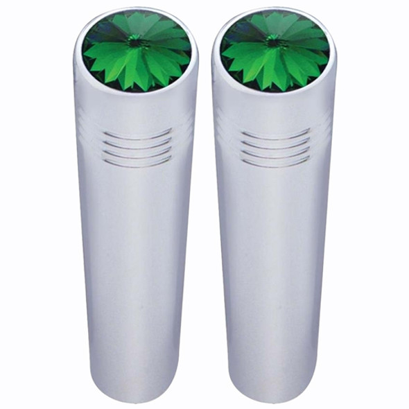 Peterbilt 2.25 Inch Chrome Long Toggle Extension With Green Jewel  - Pair