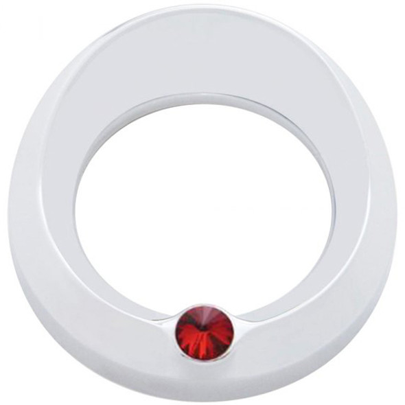 3 3/4 Inch Chrome Speedometer Tachometer Gauge Bezel W/ Visor & Red Jewel